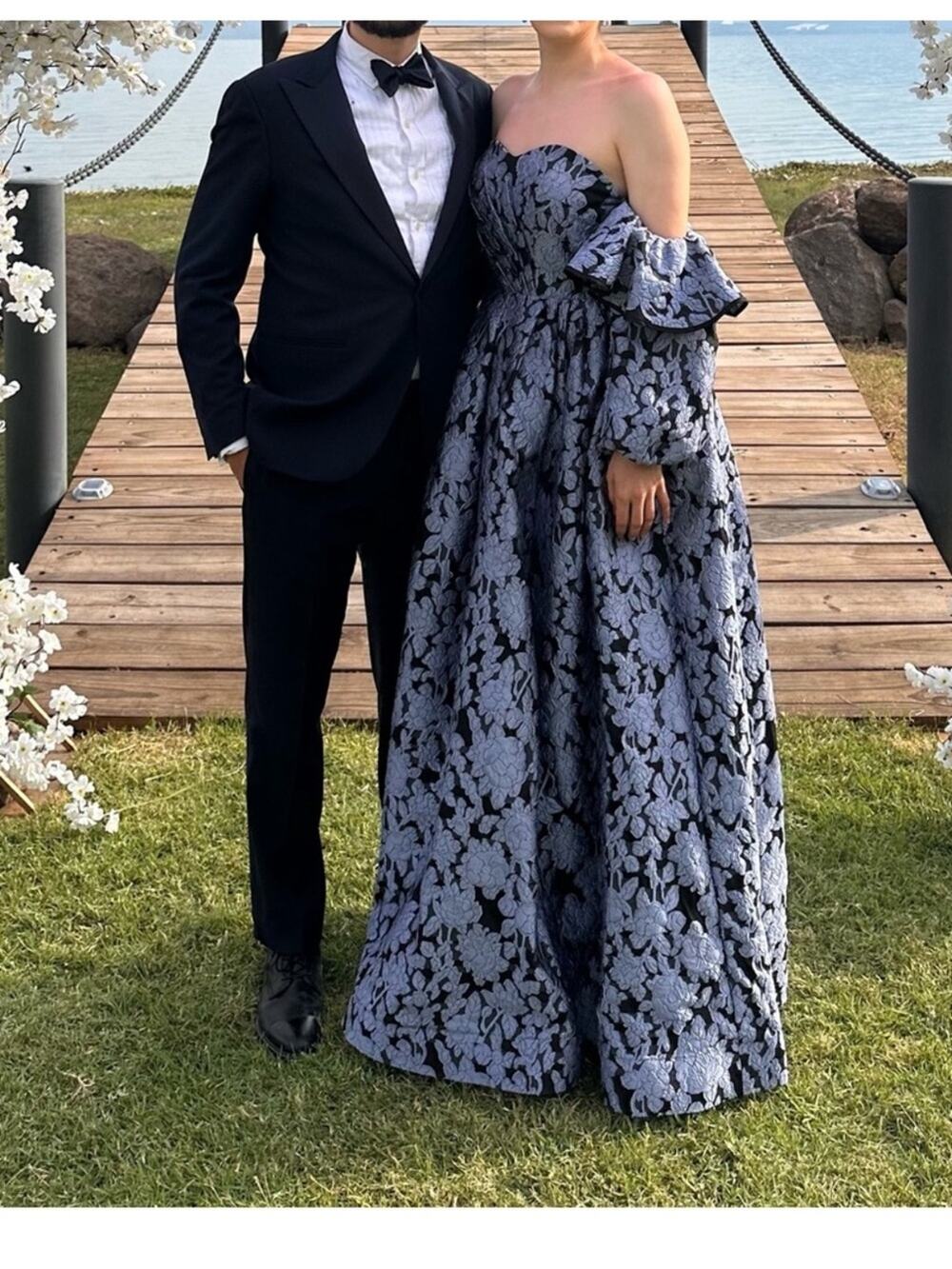 Zac Posen Off-Shoulder Floral-Jacquard Sweetheart Gown